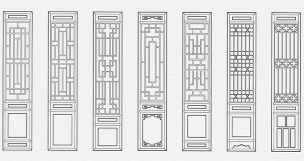 惠安常用中式仿古花窗图案隔断设计图